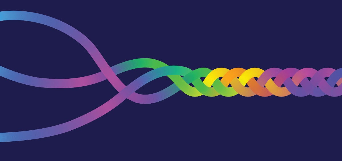 Illustration of a rainbow colored braid