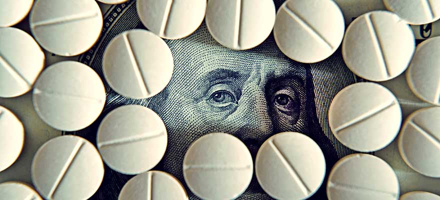 Pills on top of money.