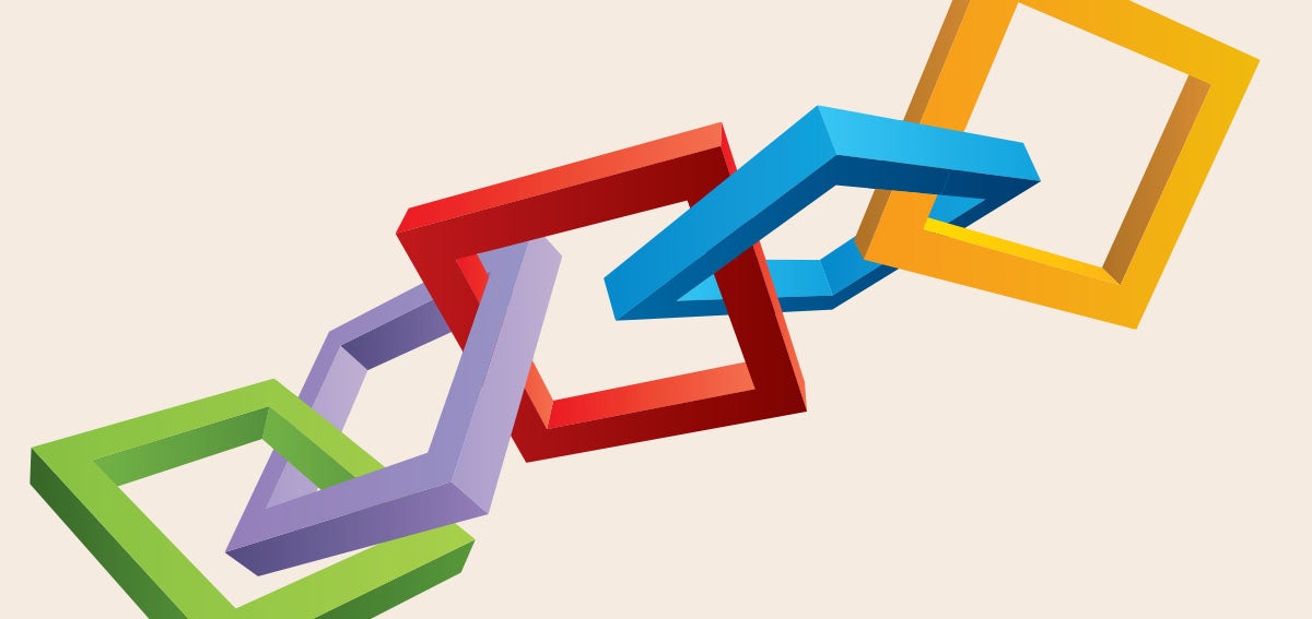 Colorful squares linked together like a chain