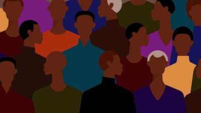 Mosaic illustration of Black men who are different ages